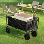 Heavy Duty Folding Utility Cart with 680 Pounds Load Capacity, 4 Inch Swivel Casters, Telescoping Handle, Rust Resistant Steel Frame, and Compact Storage for Garage, Warehouse, Moving, and Garden - Image 3