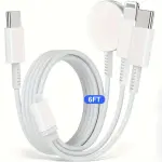 3-in-1 USB-C Apple Charging Cable | 6ft Fast Charger for iPhone 15/14/13, Apple Watch 9/8/Ultra2/SE & More | All-in-One Design - Image 3