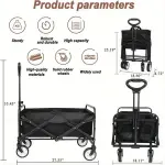 Heavy Duty Folding Utility Cart with 680 Pounds Load Capacity, 4 Inch Swivel Casters, Telescoping Handle, Rust Resistant Steel Frame, and Compact Storage for Garage, Warehouse, Moving, and Garden - Image 5