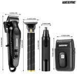Hair clipper, beard trimmer, shaver & nose trimmer with USB charging & LED display - Image 6