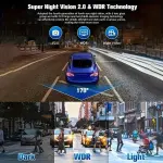 1080P Front & Rear Car Camera – Night Vision, Loop Recording - Image 5