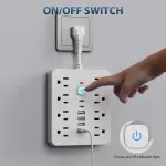 14-in-1 Heavy Duty Surge Protector with 8 AC Outlets, 5 USB Ports, 1 Type-C Port, 2100 Joules Surge Protection, 6-Foot Extension Cord, and Wall Mount for Home Office and Travel