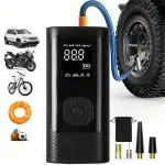 150PSI Cordless Tire Inflator with Digital Gauge, USB-C Fast Charge, LED Light, Auto Shutoff, and Portable Design for Car, Motorcycle, Bike, and Sports Equipment