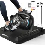 Quiet Magnetic Under Desk Bike Pedal Exerciser with App & Mat