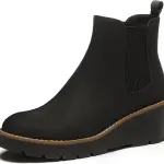 Athlefit Women's Chelsea Wedge Boots - Slip-On Ankle Booties