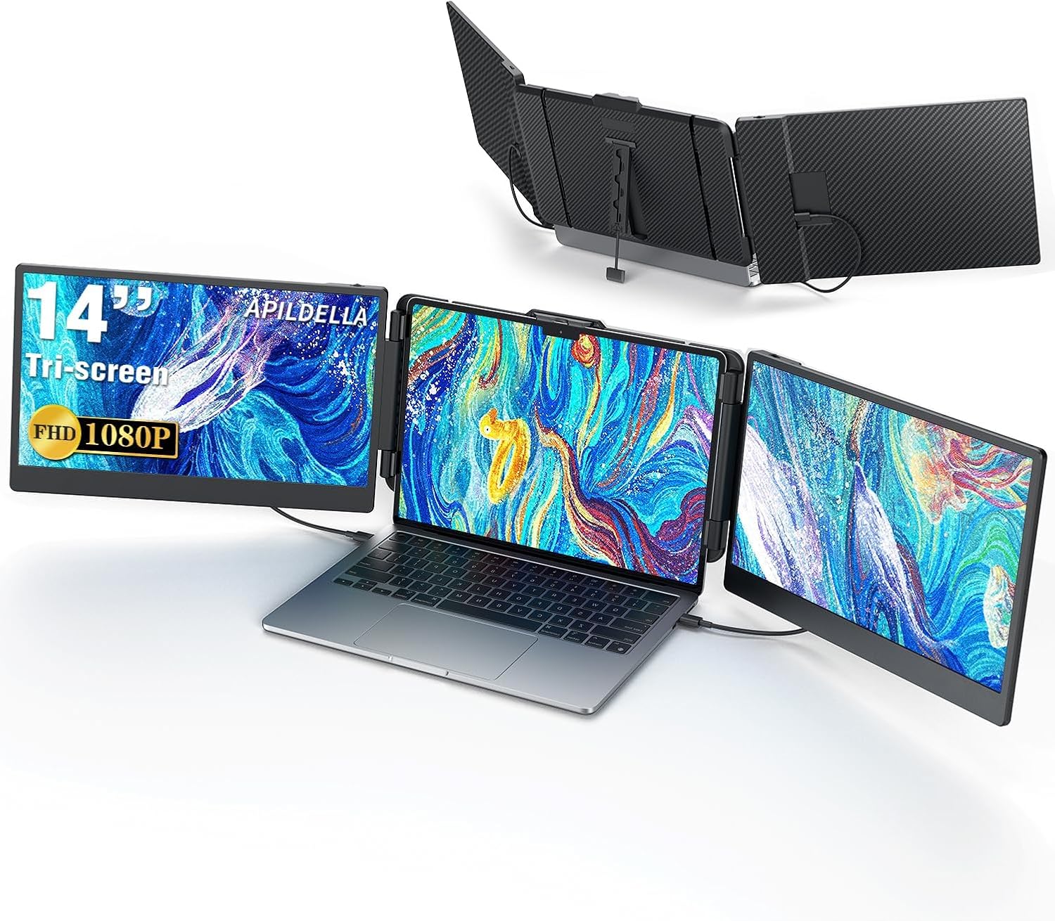 B0CDW485BJ_0 14” Triple Laptop Screen Extender for 13”-17.3” Laptops - Image 1