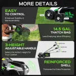 16" 2-in-1 Electric Dethatcher & Scarifier – 15.5A, 14.5G Bag - Image 7
