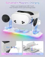 PD 18W Fast Charging Dock for Meta Quest 3S/3 – RGB Light, Magnetic Stand - Image 8