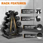 Fitvids Rubber Hex Dumbbell Set with Rack - 5-25LB Weights - Image 5