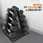 Fitvids Rubber Hex Dumbbell Set with Rack - 5-25LB Weights - Image 7