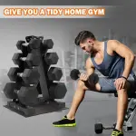 Fitvids Rubber Hex Dumbbell Set with Rack - 5-25LB Weights - Image 8