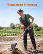 Cordless tiller cultivator for gardening with 48 steel tines 9 inch width 21v battery - Image 5