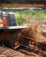 Cordless tiller cultivator for gardening with 48 steel tines 9 inch width 21v battery - Image 6