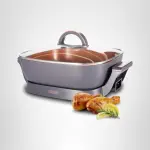 Crux Extra Deep Nonstick Scratch Resistant Electric Skillet with Removeable Temperature Probe, 12" x 12", silver (14620) - Image 2