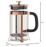 QUQIYSO Coffee Maker 304 Stainless Steel French Press with 4 Filter, Heat Resistant Durable, Easy to Clean, Borosilicate Glass Coffee Press, 100% BPA Free Teapot, 21 ounce, copper - Image 2