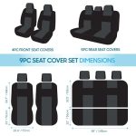 BDK PolyPro Car Seat Covers Full Set in Charcoal on Black – Front and Rear Split Bench for Cars, Easy to Install Cover Set, Accessories Auto Trucks Van SUV - Image 4