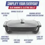 Blue Diamond 7QT 5-in-1 Extra Large Electric Skillet, Healthy Ceramic Nonstick Interior, Non-Toxic PFAS-Free, Temperature Control, Stay Cool Handles, Easy Clean, Graphite - Image 8