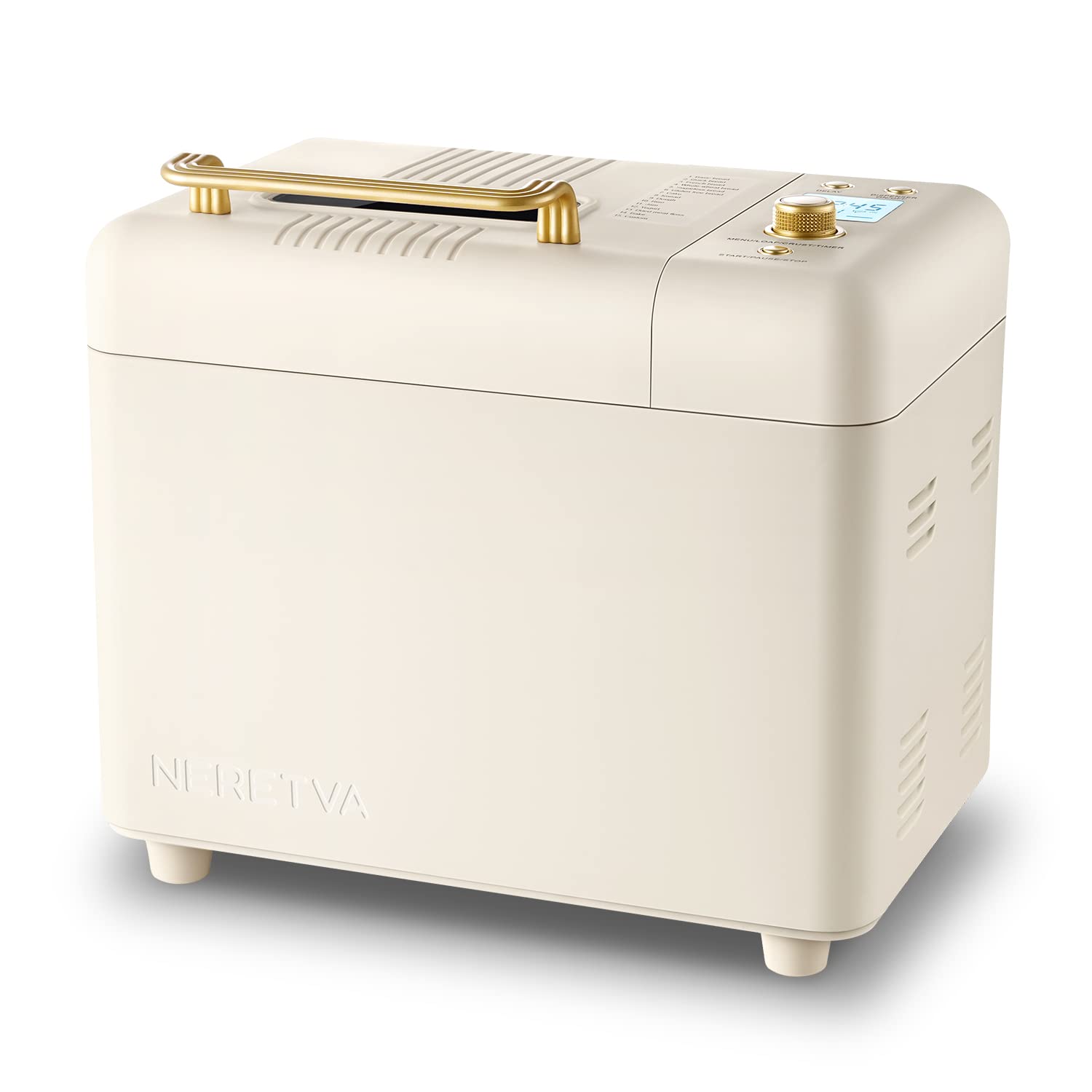 510pPl5DDCL Neretva Bread Machine, 2.2LB 15-in-1 Bread Maker, Dual Heater Breadmaker Machine with Auto Nut Dispenser & Nonstick Ceramic Pan, Bread Maker Machine for Gluten Free, Dough Maker, Sourdough, Yogurt - Image 1