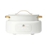 Beautiful 10-in-1 Electric Multi-Cooker by Drew Barrymore, 6-quart, digital display, 10 cooking functions, non-stick pot, easy one-touch control (White Icing)