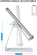 Adjustable Cell Phone Stand, OMOTON Aluminum Desktop Cellphone Stand with Anti-Slip Base and Convenient Charging Port, Fits All Smart Phones, Silver - Image 5