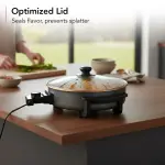 OVENTE 12 Inch Electric Skillet and Frying Pan with Nonstick Coating, 1400W Power, Adjustable Temperature Control, Tempered Glass Lid with Vent and Cool Touch Handles, Copper SK11112CO - Image 9