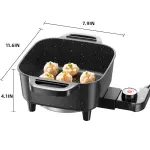 AORAN Electric Frying Pan with Lid, Multifunctional Electric Skillet for Frying, Grilling, Boiling & Cooking, Nonstick, Compact, Easy-to-Clean, Adjustable Temp Control Black - Image 2