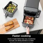 Ninja Air Fryer, 10QT DoubleStack XL 2-Basket, Compact Design, Cooks 5lb Whole Chicken, Feeds Up to 8 People, 6-in-1 Air Fryer, Roast, Bake & More, Easy to Clean, Dishwasher Safe Parts, Grey, SL401 - Image 9