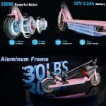 Electric Scooter with Seat – 350W, 19MPH, 21 Mile Range, Folding - Image 2