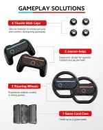 17-in-1 Accessories Bundle for Switch 2 – Case, Screen Protector, Steering Wheel - Image 3