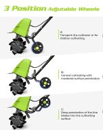 18" 13.5 Amp Tiller Cultivator – 6 Steel Tines, Adjustable Wheels, Foldable Handle - Image 7