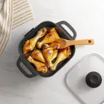 AORAN Electric Frying Pan with Lid, Multifunctional Electric Skillet for Frying, Grilling, Boiling & Cooking, Nonstick, Compact, Easy-to-Clean, Adjustable Temp Control Black - Image 4
