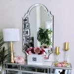 Large Arched Wall Mirror – 22"x34" Beveled Edge, Modern Decor