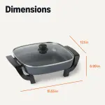 Amazon Basics Electric Skillet and Frying Pan with Glass Lid, Nonstick Ceramic Coating, 12 x 12 inches, Black - Image 2