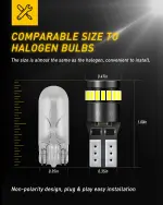 AUXITO 194 LED Bulbs for License Plate Light 168 175 2825 W5W T10 24-SMD 3014 Chipsets 6000K White for Car Dome Door Map Dash Courtesy Cargo License Plate Lights, Pack of 2 - Image 2