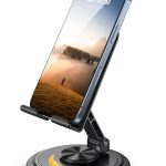 Lamicall Cell Phone Stand for Desk - [360° Rotation] Sturdy Adjustable Desktop Phone Holder, Foldable Mobile Stand, Office Desk Accessories for iPhone 17 16 15 14 Pro Max Air, Galaxy S25, Cellphones