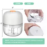 Electric Garlic Chopper, Mini Portable Veggie Chopper, 250ML Garlic Grinder Masher Onion Grinder, Blender to Vegetable, Wireless Food Processor for Ginger, Chili, Fruit, Meat, etc - Image 5