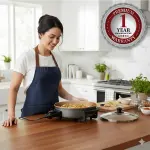 OVENTE 12 Inch Electric Skillet and Frying Pan with Nonstick Coating, 1400W Power, Adjustable Temperature Control, Tempered Glass Lid with Vent and Cool Touch Handles, Copper SK11112CO - Image 4