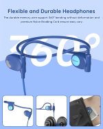 Mehomeli Kid Headphones for School, Air Conduction Open Ear Headphones, 3.5mm Jack Wired Cord, Ultra-Comfort, Ergonomic and Lightweight Design Perfect for School and Outdoor Activities-Blue - Image 3