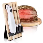NutriChef Electric Carving Turkey Slicer Kitchen Knife | For Thanksgiving | Portable Electrical Food Cutter Knife Set with Carving Blades & Wood Carving Stand | Cuts Meat, Bread, Cheese & Fruit - Image 7
