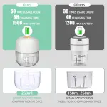 Electric Garlic Chopper, Mini Portable Veggie Chopper, 250ML Garlic Grinder Masher Onion Grinder, Blender to Vegetable, Wireless Food Processor for Ginger, Chili, Fruit, Meat, etc - Image 7