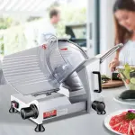 VEVOR Commercial Meat Slicer, 10 inch Electric Food Slicer, 240W Frozen Meat Deli Slicer, Premium Chromium-plated Steel Blade Semi-Auto Meat Slicer For Commercial and Home use - Image 3