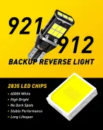 AUXITO 912 921 LED Bulb for Backup Light Reverse Lights High Power 2835 15-SMD Chipsets Error Free T15 906 922 W16W Bulbs, 6000K White, Exterior Light Bulbs (Upgraded, Pack of 2) - Image 9