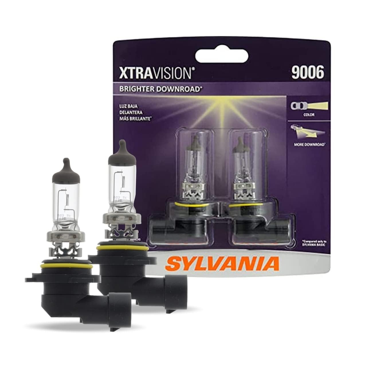 61XXt6P8VpL SYLVANIA - 9006 XtraVision - High Performance Halogen Headlight Bulb, High Beam, Low Beam and Fog Replacement Bulb (Contains 2 Bulbs) - Image 1