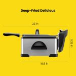 Chefman 4.5 Liter Deep Fryer w/Basket Strainer, XL Jumbo Size, Adjustable Temperature & Timer, Perfect for Fried Chicken, Shrimp, French Fries, Chips & More, Removable Oil-Container, Stainless Steel - Image 2