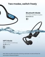 Swimming headphones-bone conduction headphones, IP68 waterproof built-in MP3 player 32G memory, underwater swimming headphone, wireless open Earphones Bluetooth 5.4, for running, cycling (black) - Image 3