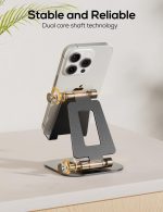 Nulaxy 360 Rotating Cell Phone Stand, Fully Adjustable Foldable Desktop Phone Holder Cradle Dock, Thick Case Friendly, Compatible with All Phones, Nintendo Switch, Black - Image 5
