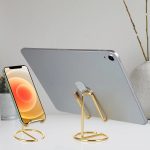 ROPOSY Cell Phone Stand for Desk, Cute Metal Gold Cell Phone Stand Holder Desk Accessories, Compatible with All Mobile Phones, iPhone, iPad - Image 3