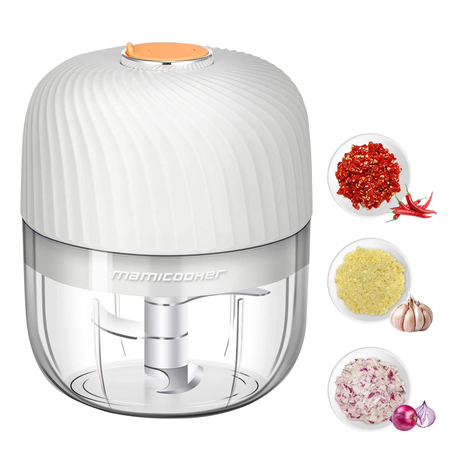 61gsL9FYwqL Electric Garlic Chopper, Mini Portable Veggie Chopper, 250ML Garlic Grinder Masher Onion Grinder, Blender to Vegetable, Wireless Food Processor for Ginger, Chili, Fruit, Meat, etc - Image 1