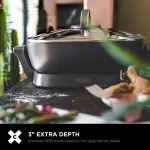 Crux Extra Deep Nonstick Scratch Resistant Electric Skillet with Removeable Temperature Probe, 12" x 12", silver (14620) - Image 6