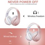 ZIHNIC Bluetooth Headphones Over-Ear, Foldable Wireless and Wired Stereo Headset Micro SD/TF, FM for Cell Phone,PC,Soft Earmuffs &Light Weight for Prolonged Wearing(Rose Gold) - Image 4